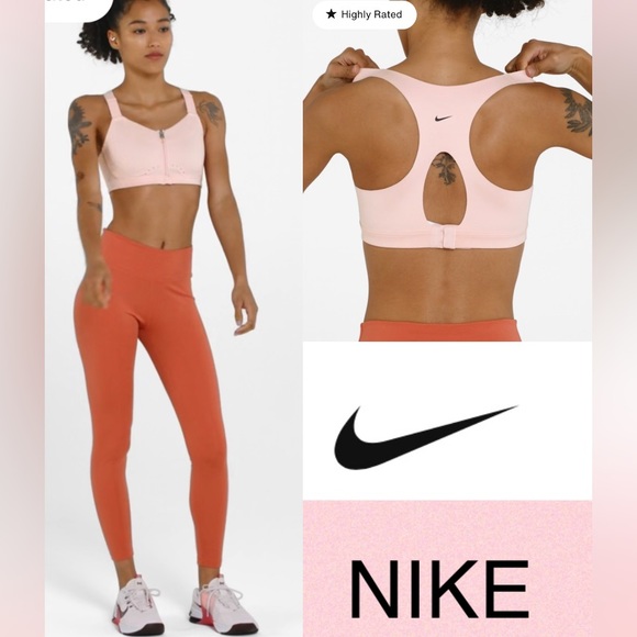 Nike Other - NIKE Alpha Bra Molded Cup Racerback Adjustable High Support Medium Pink Dri Fit